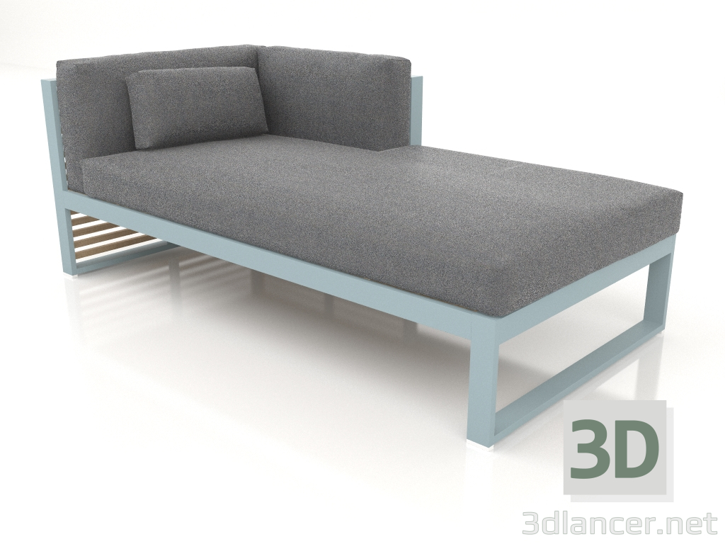 modèle 3D Canapé modulable section 2 droite (Bleu gris) - preview