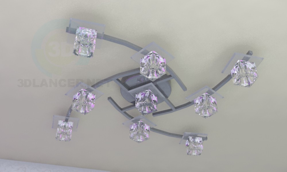 modello 3D Lampadario "Quadra" - anteprima
