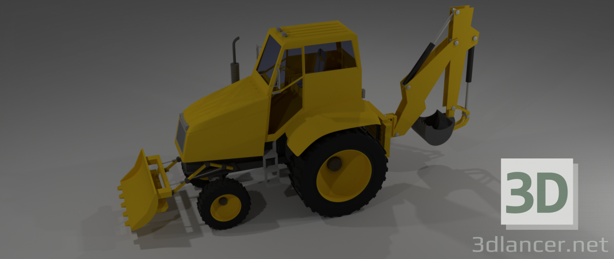 Tractor (+ cuchilla, cubo, remolque) 3D modelo Compro - render