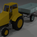 Tractor (+ cuchilla, cubo, remolque) 3D modelo Compro - render