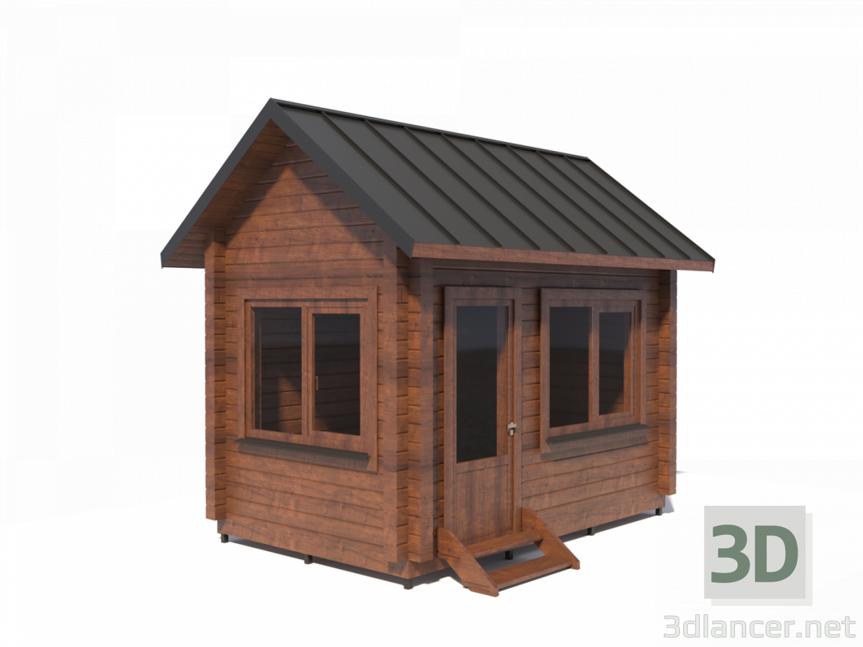 modèle 3D de maison en bois faite de poutre profilée h3,9x4x2,5 m acheter - rendu