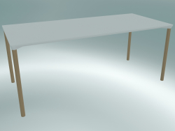 Table MONZA (9208-01 (80x180cm), H 73cm, blanc HPL, aluminium, plaqué frêne naturel)