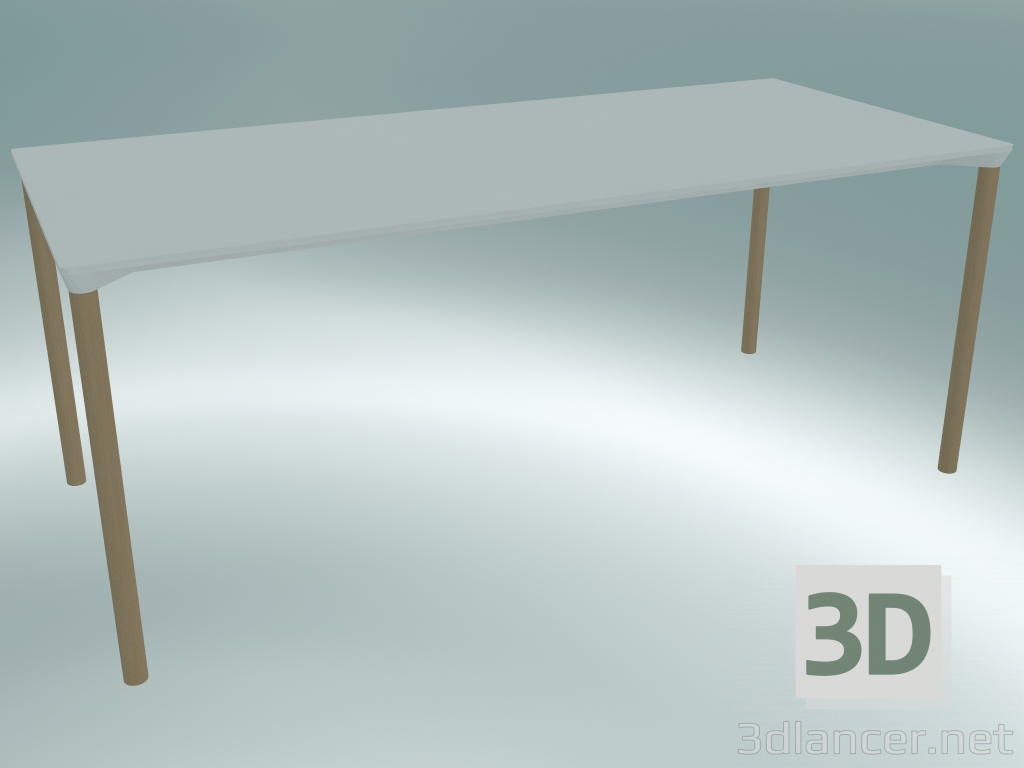 modèle 3D Table MONZA (9208-01 (80x180cm), H 73cm, blanc HPL, aluminium, plaqué frêne naturel) - preview