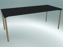 Table MONZA (9208-01 (80x180cm), H 73cm, noir HPL, aluminium, plaqué frêne naturel)