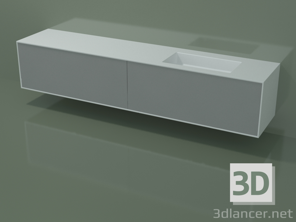modèle 3D Lavabo avec tiroirs (06UCB34D1, Silver Grey C35, L 240, P 50, H 48 cm) - preview