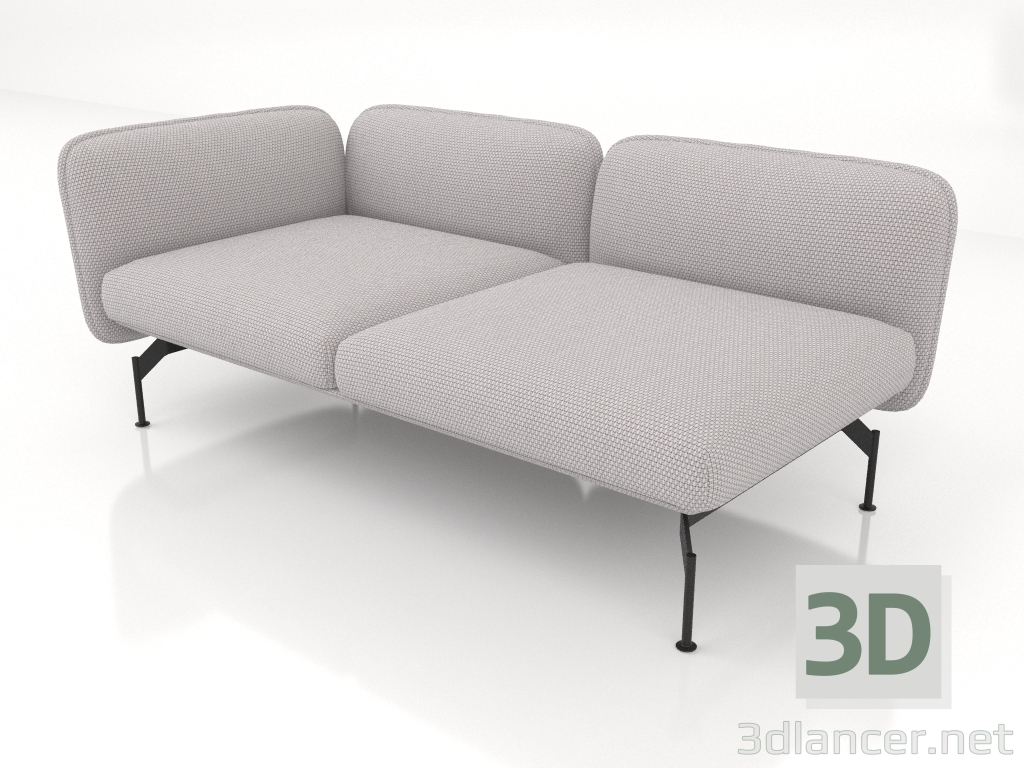 modèle 3D Module canapé 2 places avec accoudoir à gauche - preview