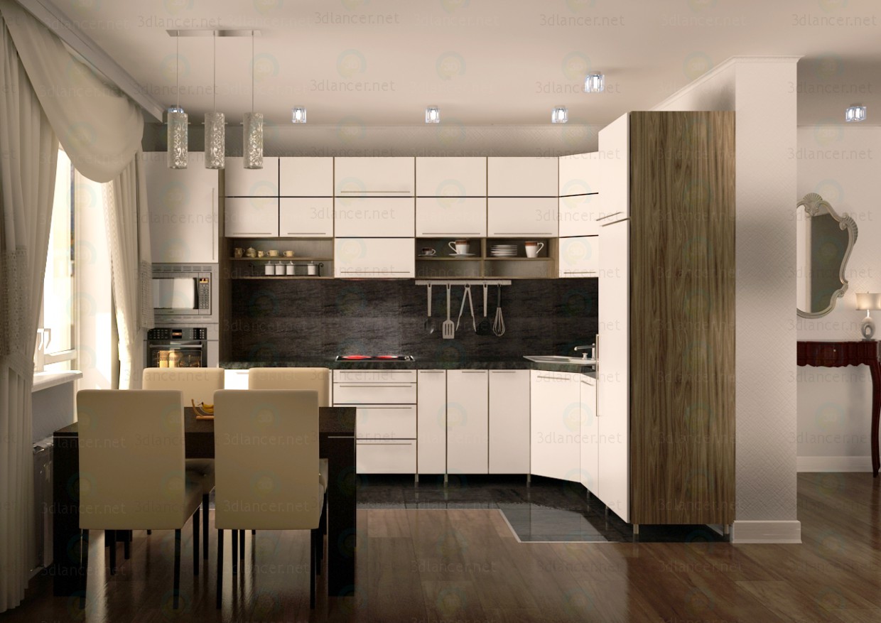 3d model Corner kitchen. Minimalism - preview