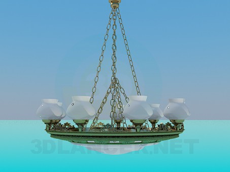 3d model Lámpara Chandelier con cadenas - vista previa
