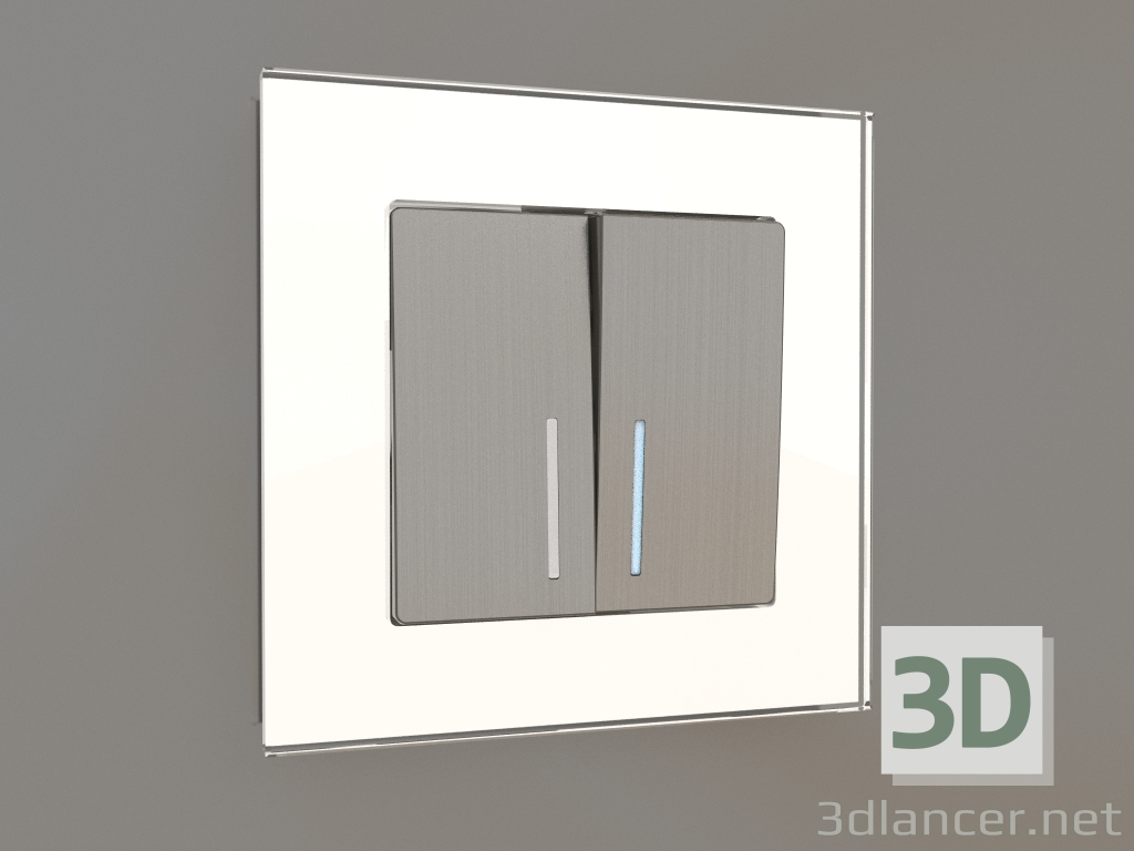 3d model Illuminated two-gang switch (brushed nickel) - preview