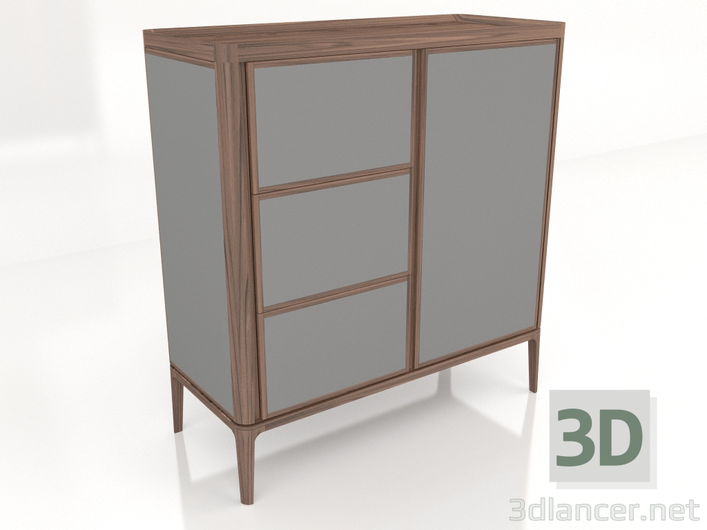 3d model Buffet 3 drawers LH Full - preview
