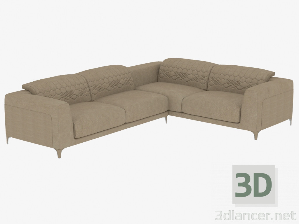 modèle 3D Canapé angulaire moderne Leon - preview