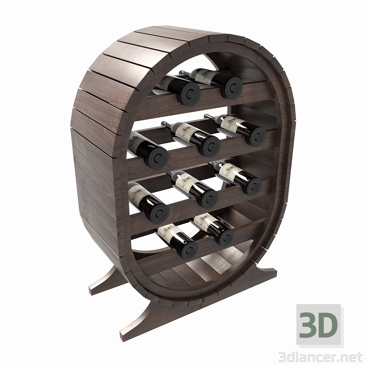 modello 3D di Scaffale con bottiglie comprare - rendering