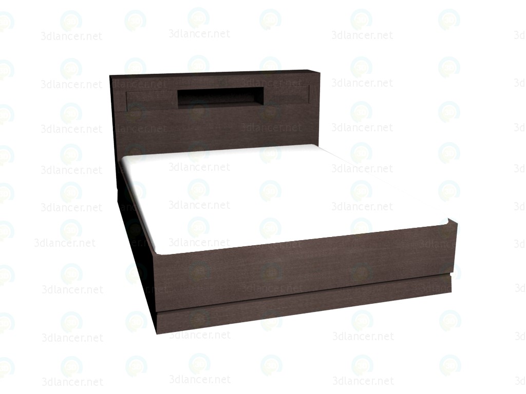 3d model Double bed with shelves in a headboard 160 x 200 (Dark Oak) - preview