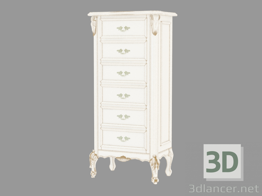 3d model Chest of 6 drawers BN8813 (white with gold patina) - preview