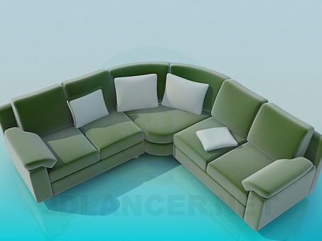 Modelo 3d Sofá de canto macio, - preview
