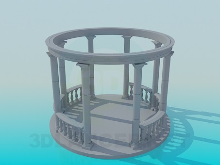 modèle 3D Pergola avec colonnes - preview