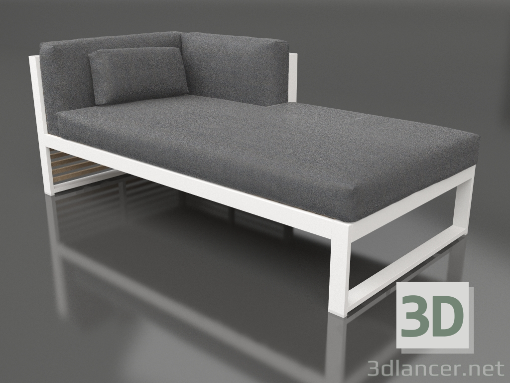 modèle 3D Canapé modulable, section 2 droite (Blanc) - preview