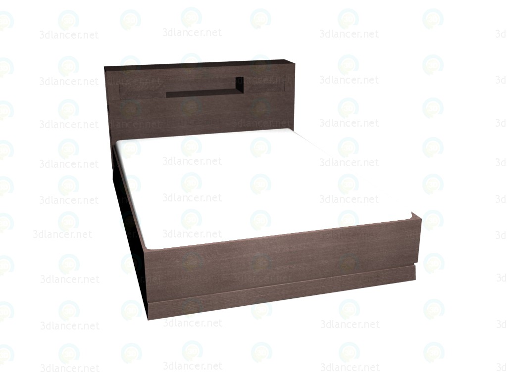 3d model Double bed with shelves in a headboard 160 x 220 (Dark Oak) - preview