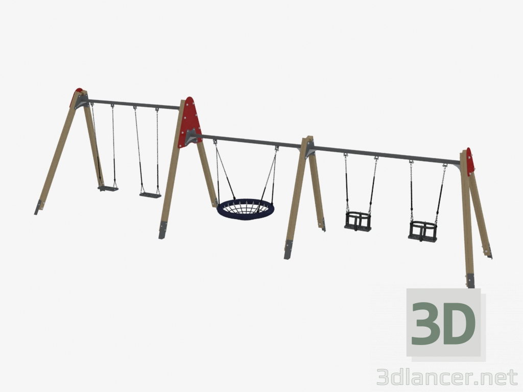 modello 3D Parco giochi altalena - anteprima