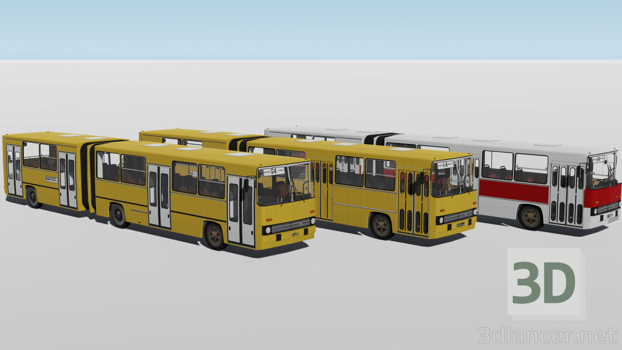 3d Автобус Икарус 280 3 модификации модель купить - ракурс