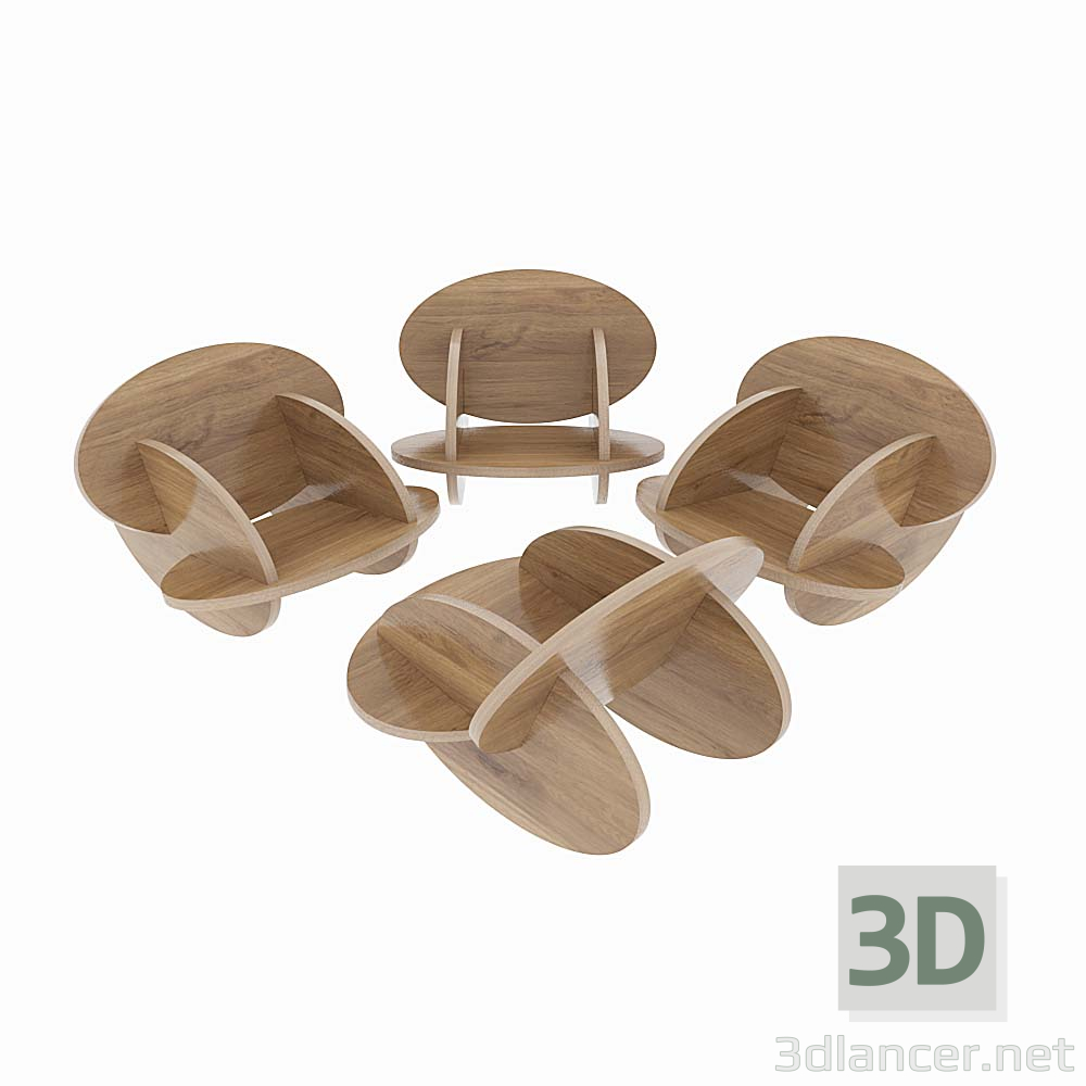 3D Oval sandalye modeli satın - render