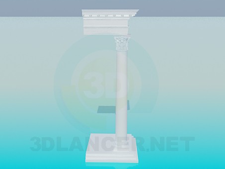 3D Modell korinthische Säule mit Gesims - Vorschau