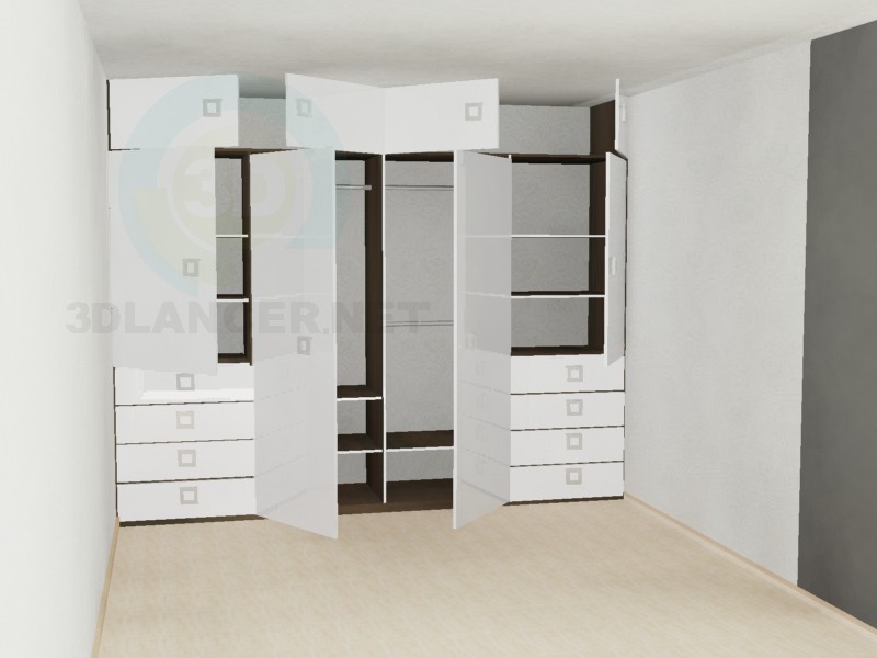 modèle 3D blanc armoire - preview