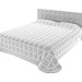 3d модель Кровать двуспальная с мягким изголовьем и стеганым одеялом – превью