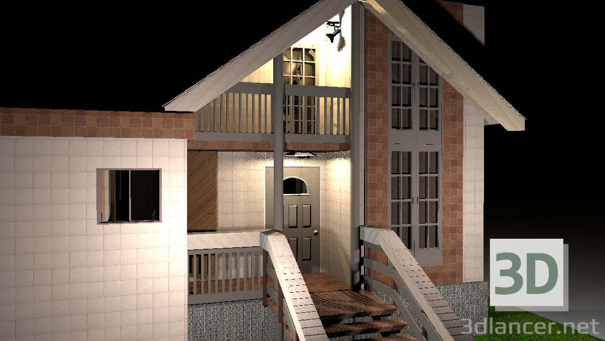 3d модель Дом с крыльцом – превью