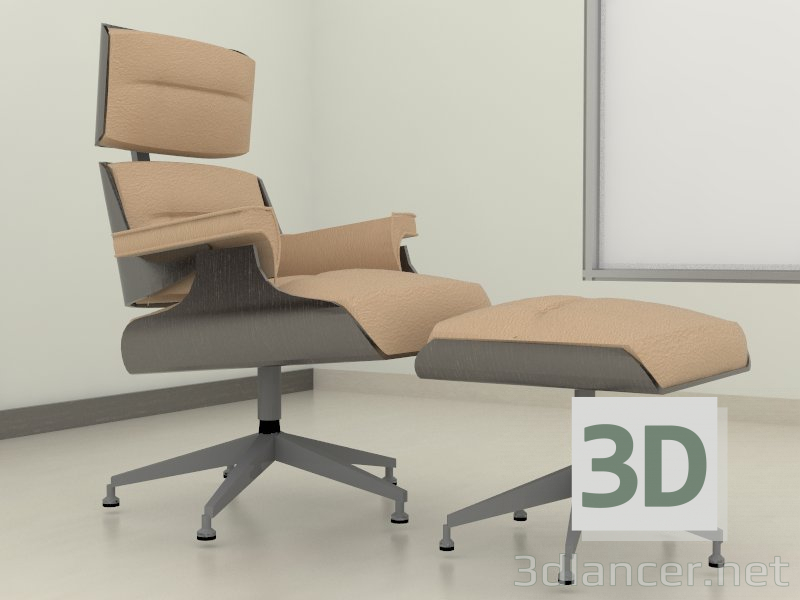 3d model Armchair with Ottoman - preview