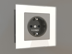 Socket with earthing, shutters and lighting (brushed nickel)