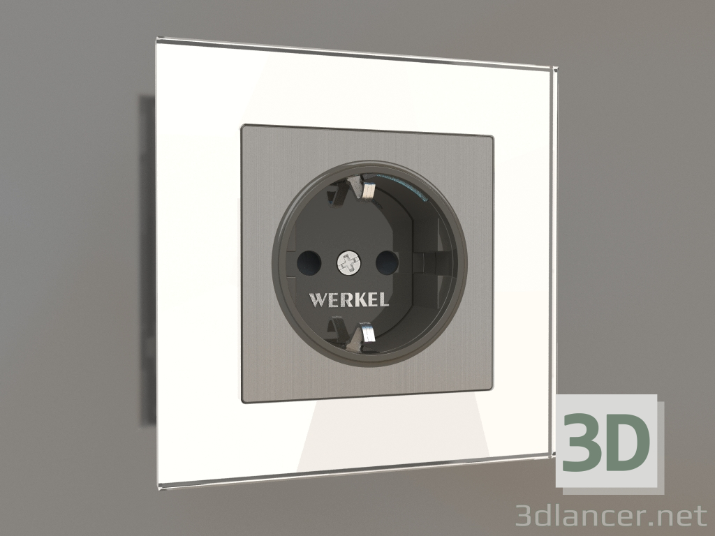 3d model Socket with earthing, shutters and lighting (brushed nickel) - preview