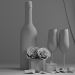 3D güller ve şarap modeli satın - render