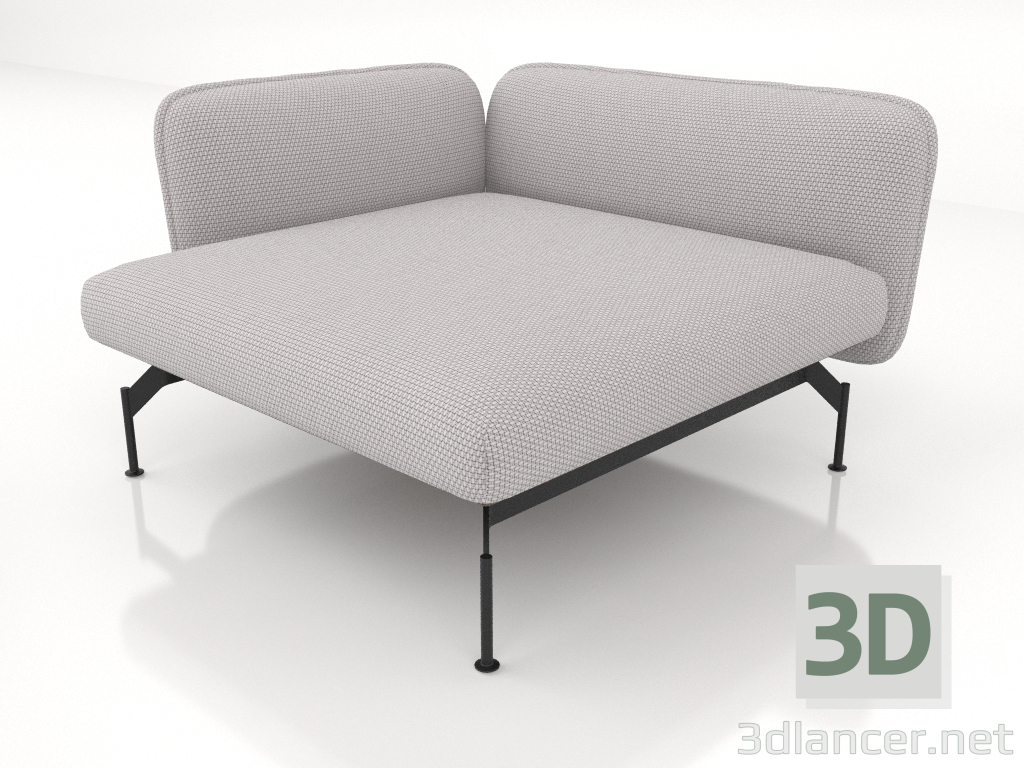 Modelo 3d Módulo de sofá 1,5 lugares de profundidade com apoio de braço 85 à esquerda (estofamento em couro na - preview