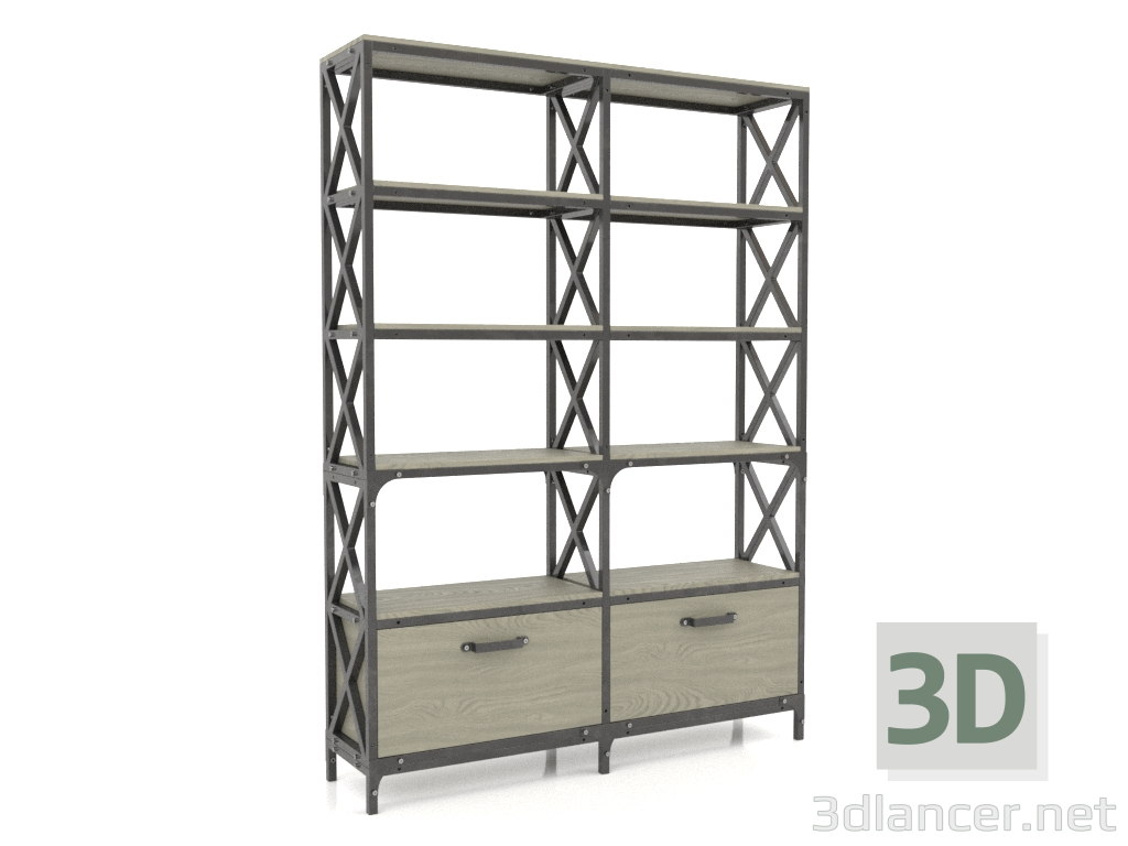 Modelo 3d Rack com gavetas (2 seções) - preview