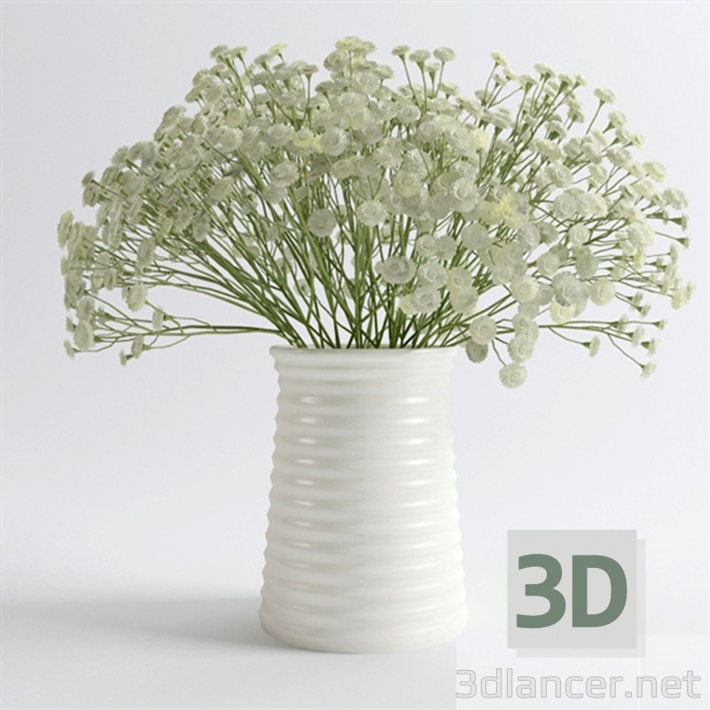 3d модель Букет красивых цветов в вазе – превью