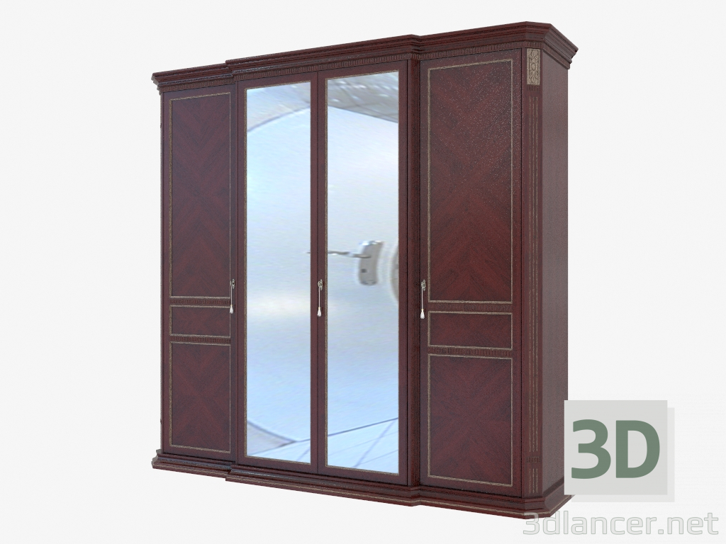 3d model Caja de 4 puertas con espejo (2456x2337x693) - vista previa
