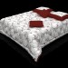 3d Quilted bedcover and pillows on the bed model buy - render