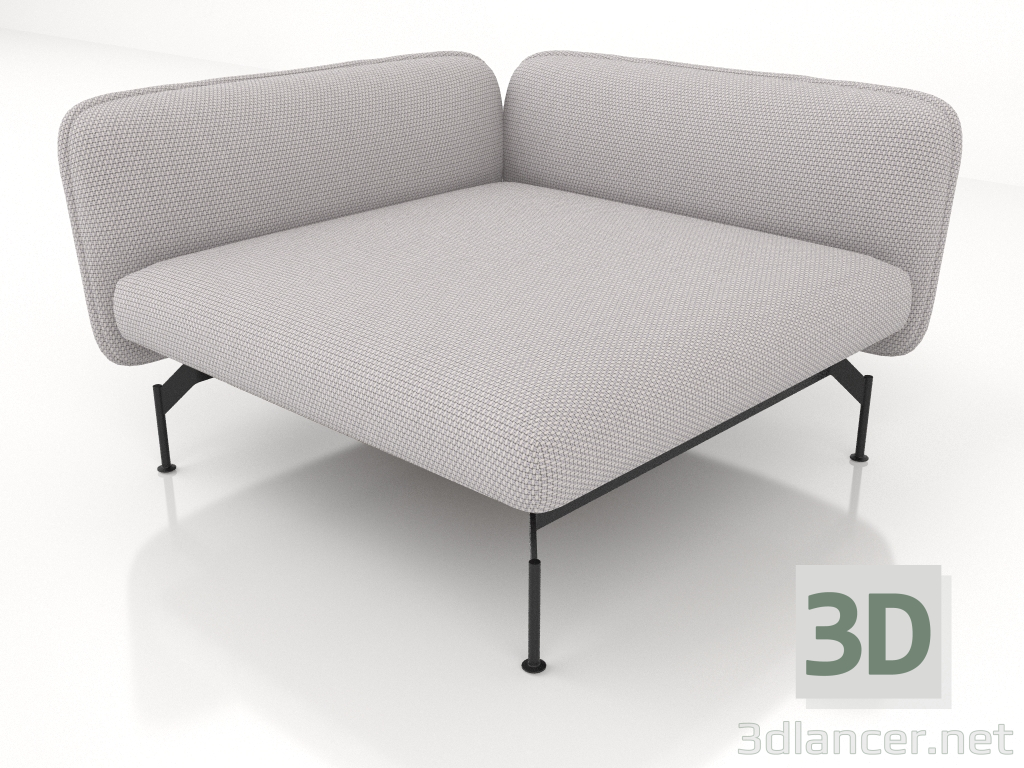 3d model Sofa module 1.5 seater deep with armrest 110 on the left (leather upholstery on the outside) - preview
