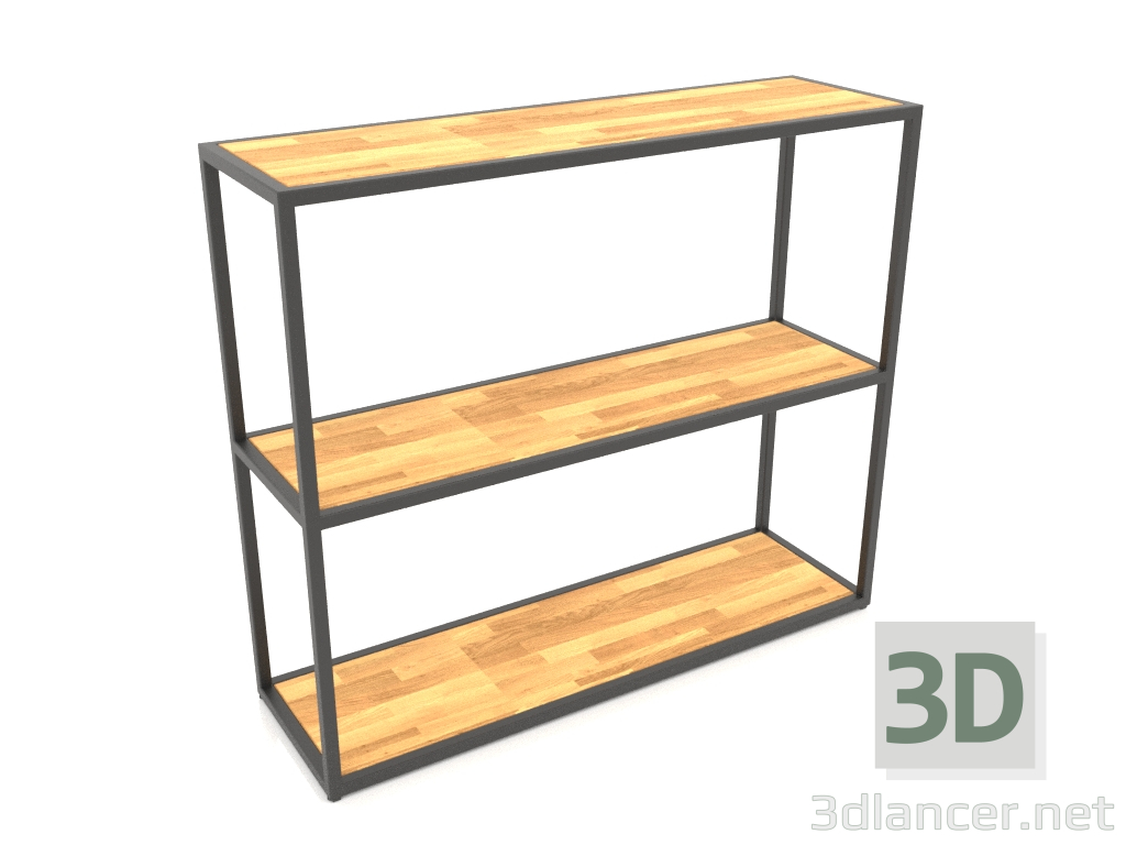 modèle 3D Rack-console rectangulaire (BOIS, 100x30x86, 3 étagères) - preview