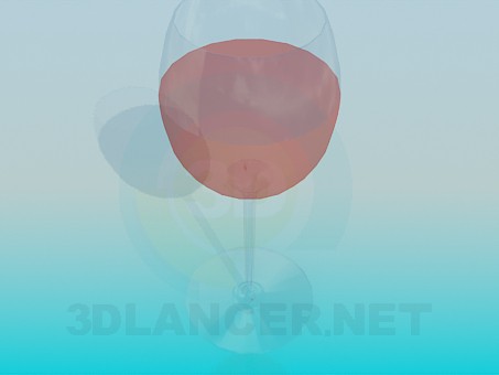 3d model A glass of rose wine - preview