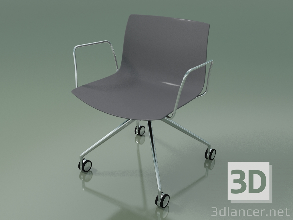 modèle 3D Chaise 2055 (4 roulettes, avec accoudoirs, LU1, polypropylène PO00412) - preview