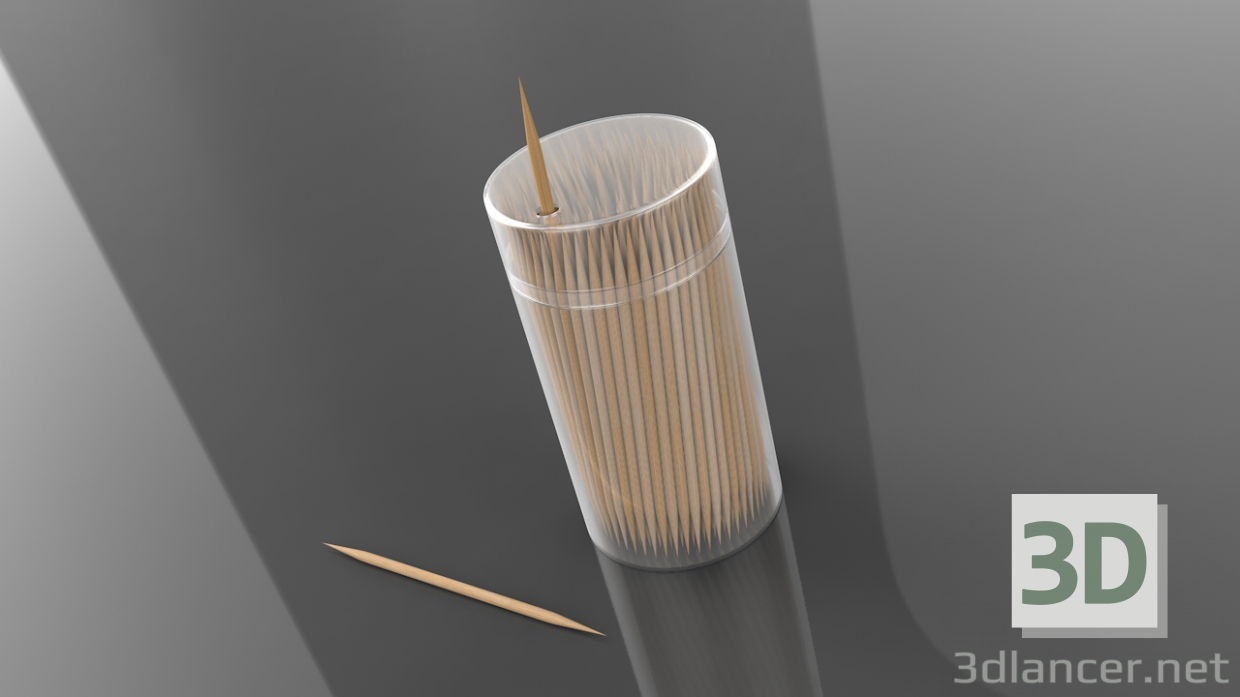 3d 3D Double Pointed Toothpick model buy - render