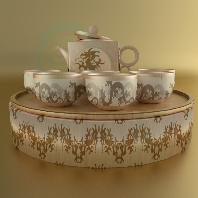 3d model set for tea - preview