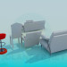 3 डी मॉडल सोफा कुर्सियों के साथ का एक सेट - पूर्वावलोकन