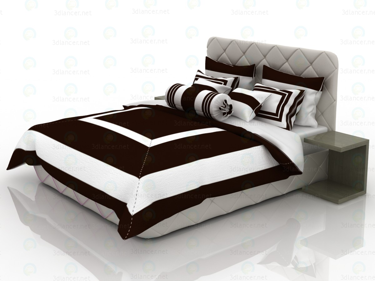 3d Ліжко з біло-шоколадним постільною білизною модель купити - зображення