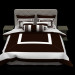3d Кровать с бело-шоколадным постельным бельем модель купить - ракурс