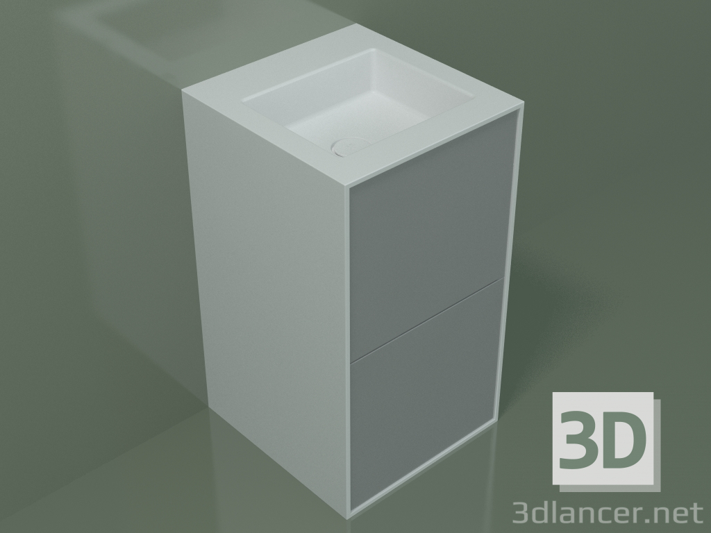 3D Modell Waschbecken mit Schubladen (03UC26401, Silbergrau C35, L 48, P 50, H 85 cm) - Vorschau