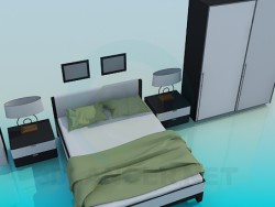 Um conjunto de móveis no quarto