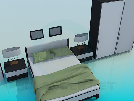 Modelo 3d Um conjunto de móveis no quarto - preview